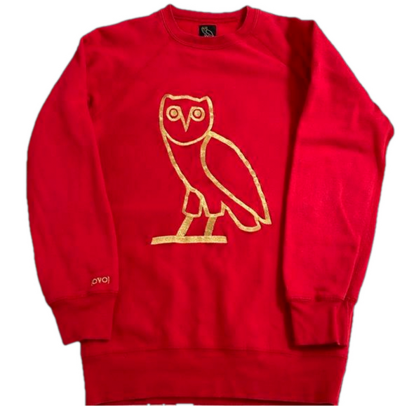 OVO Tops - OVO ladies red with gold embroidery crew sweatshirt size small